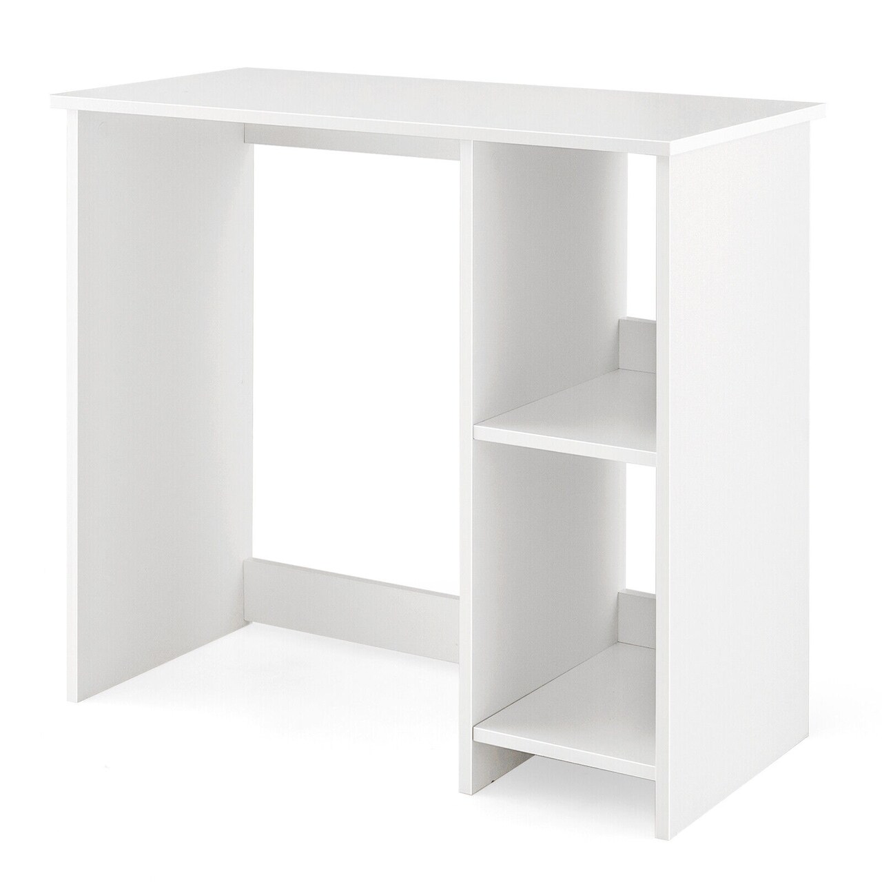 Minimalist 31.5" Writing Desk with Storage White Compact Workstation for Small Rooms
